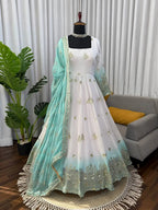 Fresh Mint Festive Anarkali Kurta Set with Dupatta â€“ Plus Size Fit
