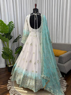 Fresh Mint Festive Anarkali Kurta Set with Dupatta â€“ Plus Size Fit