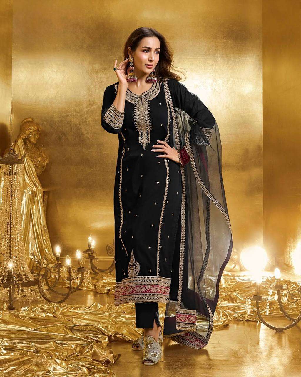 Designer Embroidered Georgette Suit Set with Dupatta