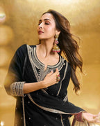 Designer Embroidered Georgette Suit Set with Dupatta