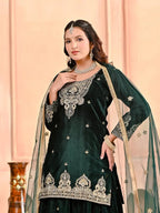 Heavy Work Velvet Sharara Set with Premium Embroidery