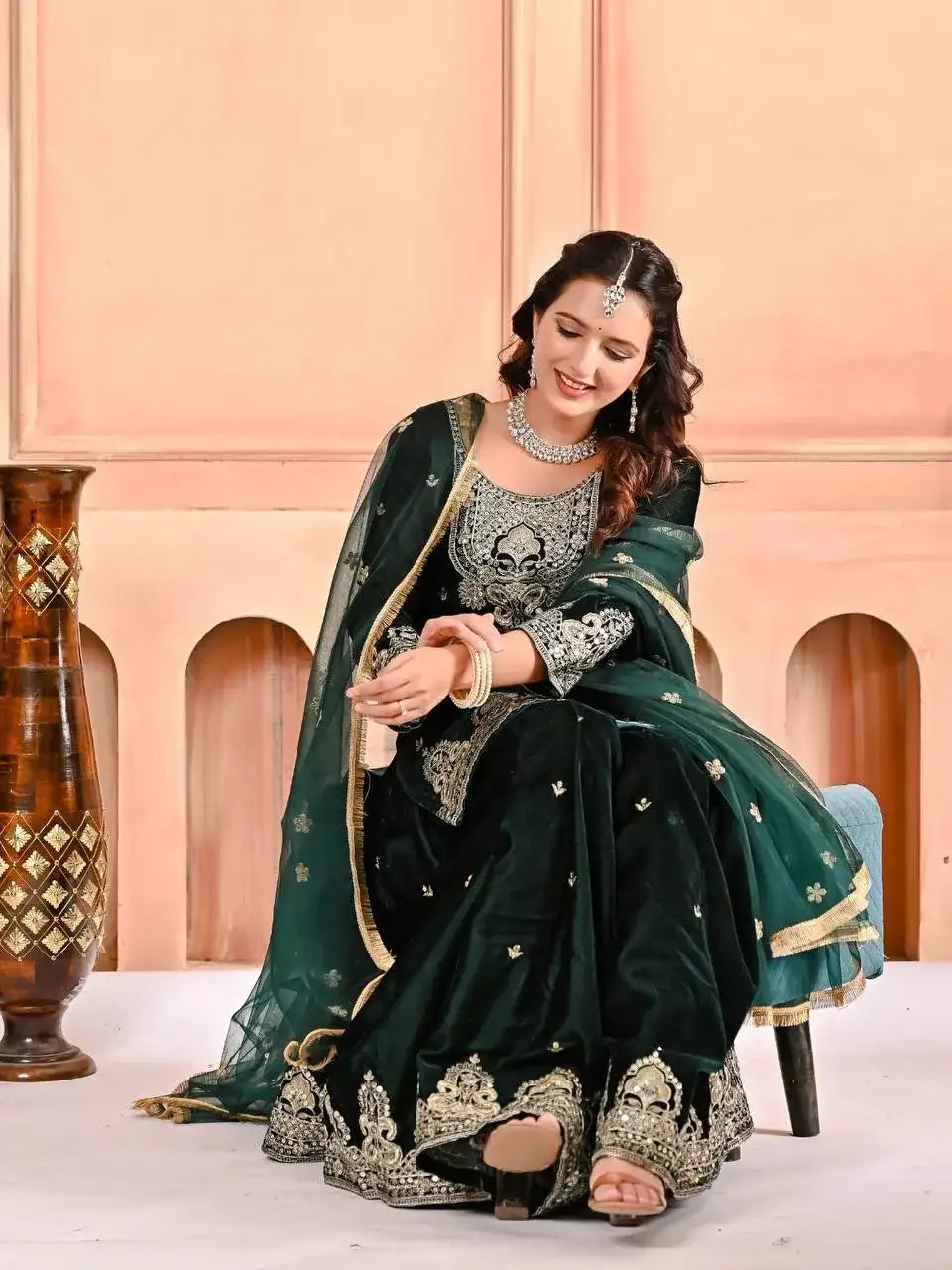 Heavy Work Velvet Sharara Set with Premium Embroidery