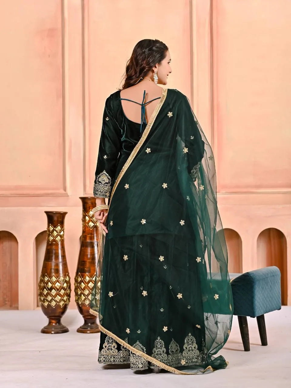 Heavy Work Velvet Sharara Set with Premium Embroidery