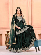 Fully Stitched Velvet Sharara Suit with Heavy Work & Fancy Lace Dupatta