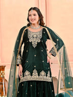 Fully Stitched Velvet Sharara Suit with Heavy Work & Fancy Lace Dupatta