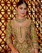 Elegant Chinon Silk Embroidered Topâ€“Shararaâ€“Dupatta Set