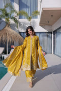 Elegant Glow: Zari & Sequins Embroidered Kurti Pant Set with Dupatta