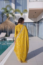 Elegant Glow: Zari & Sequins Embroidered Kurti Pant Set with Dupatta