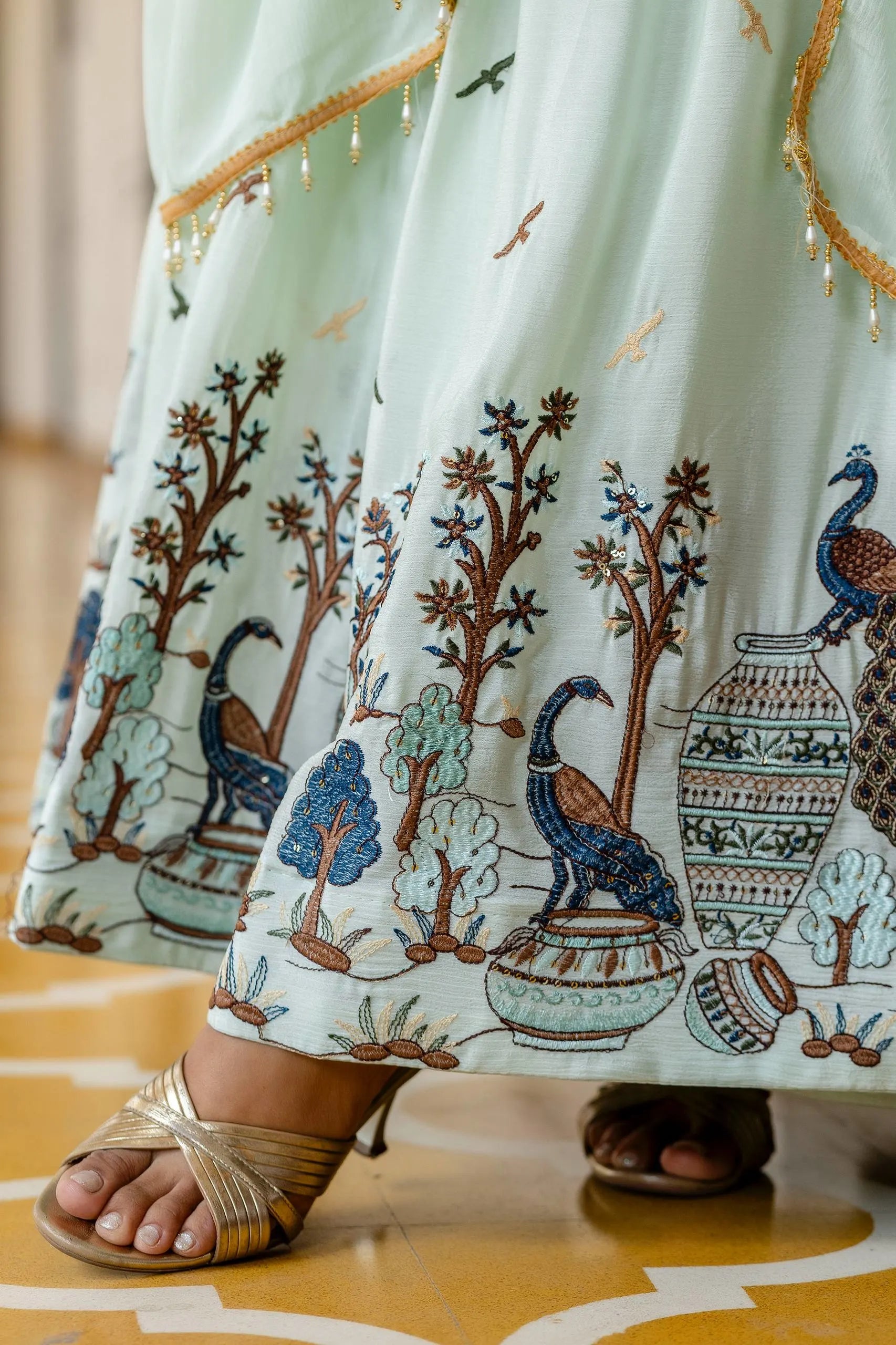 Glamorous Festive Look: Embroidered Chinon Gown with Grand Flair