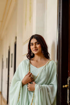 Glamorous Festive Look: Embroidered Chinon Gown with Grand Flair