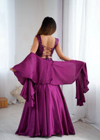 Trendy Designer Net Sequin Blouse with Fish Cut Skirt and Elegant Crepe Dupatta