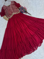 Elegant Party Wear Pink Floor Length Anarkali Gown for Women