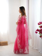 Blush Dream Organza Saree with Designer Embroidered Blouse