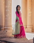 Chinon Sequin Embroidered Pink Kurti Plazzo Dupatta â€“ Exclusive Edition