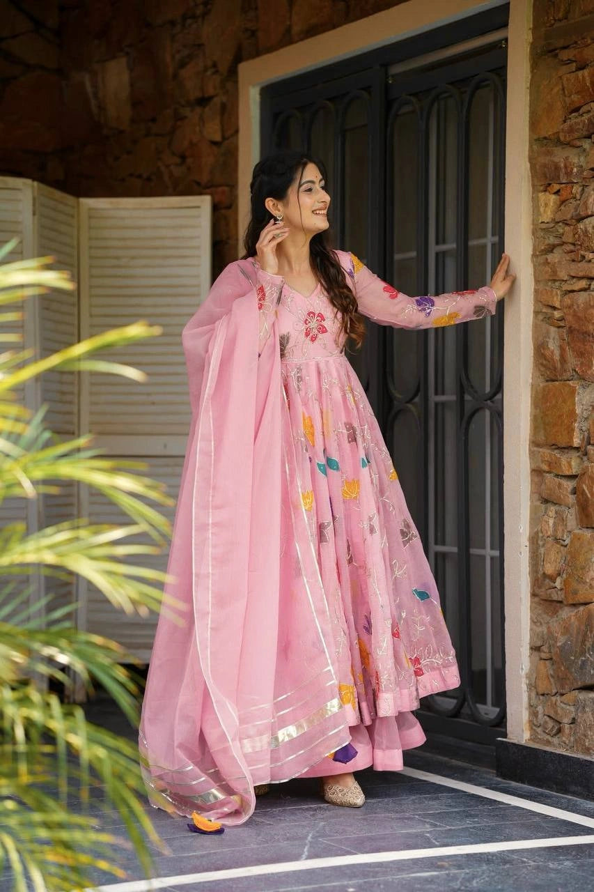 Partywear Star Georgette Gown with Sharara