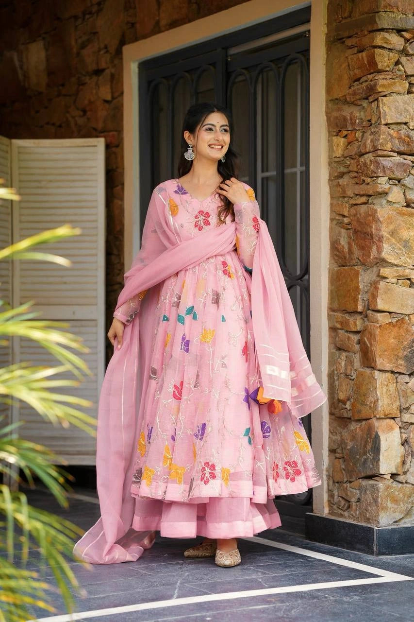 Partywear Star Georgette Gown with Sharara