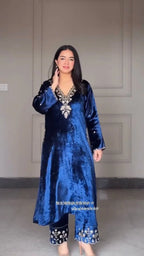 Partywear Velvet Suit with Sequence Work & Designer Dupatta