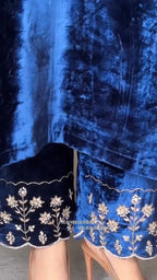 Partywear Velvet Suit with Sequence Work & Designer Dupatta