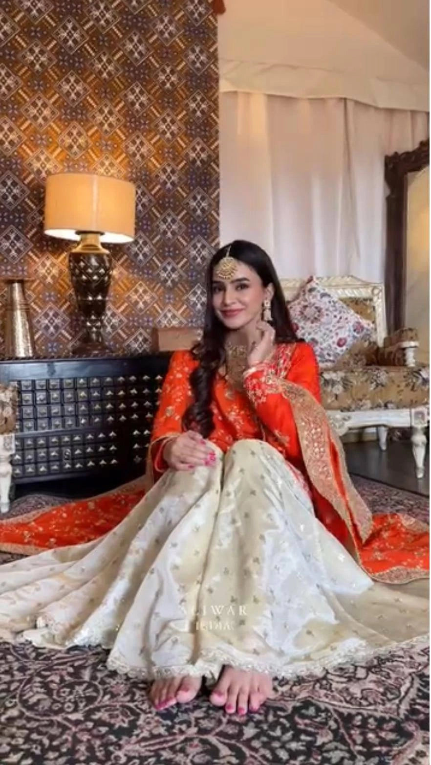 Fully Stitched Chinon Silk Embroidered Suit Set