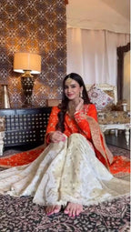 Fully Stitched Chinon Silk Embroidered Suit Set