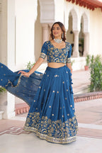 Ethnic Luxe Edit: Vichitra Silk Lehenga with Intricate Embroidery & Lace Border