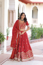 Luxe Bridal Look: Heavy Embroidered Lehenga Set with Flowing Flair & Dupatta