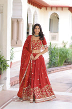 Luxe Bridal Look: Heavy Embroidered Lehenga Set with Flowing Flair & Dupatta