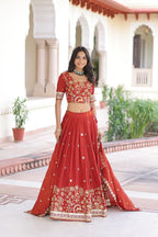 Luxe Bridal Look: Heavy Embroidered Lehenga Set with Flowing Flair & Dupatta