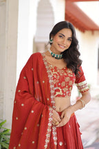 Luxe Bridal Look: Heavy Embroidered Lehenga Set with Flowing Flair & Dupatta