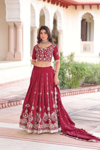 Premium Vichitra Silk Lehenga with Heavy Sequence & Thread Embroidery