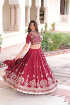 Premium Vichitra Silk Lehenga with Heavy Sequence & Thread Embroidery