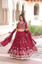 Premium Vichitra Silk Lehenga with Heavy Sequence & Thread Embroidery