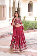 Premium Vichitra Silk Lehenga with Heavy Sequence & Thread Embroidery