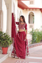 Premium Vichitra Silk Lehenga with Heavy Sequence & Thread Embroidery