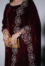 Designer Velvet Embroidery Suit with Matching Velvet Dupatta