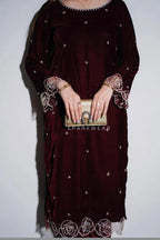 Designer Velvet Embroidery Suit with Matching Velvet Dupatta