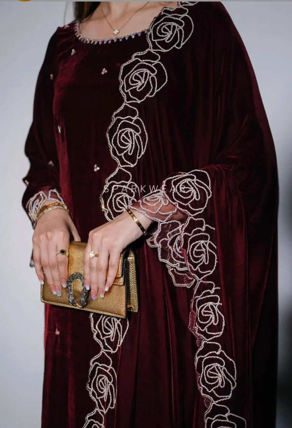 Designer Velvet Embroidery Suit with Matching Velvet Dupatta