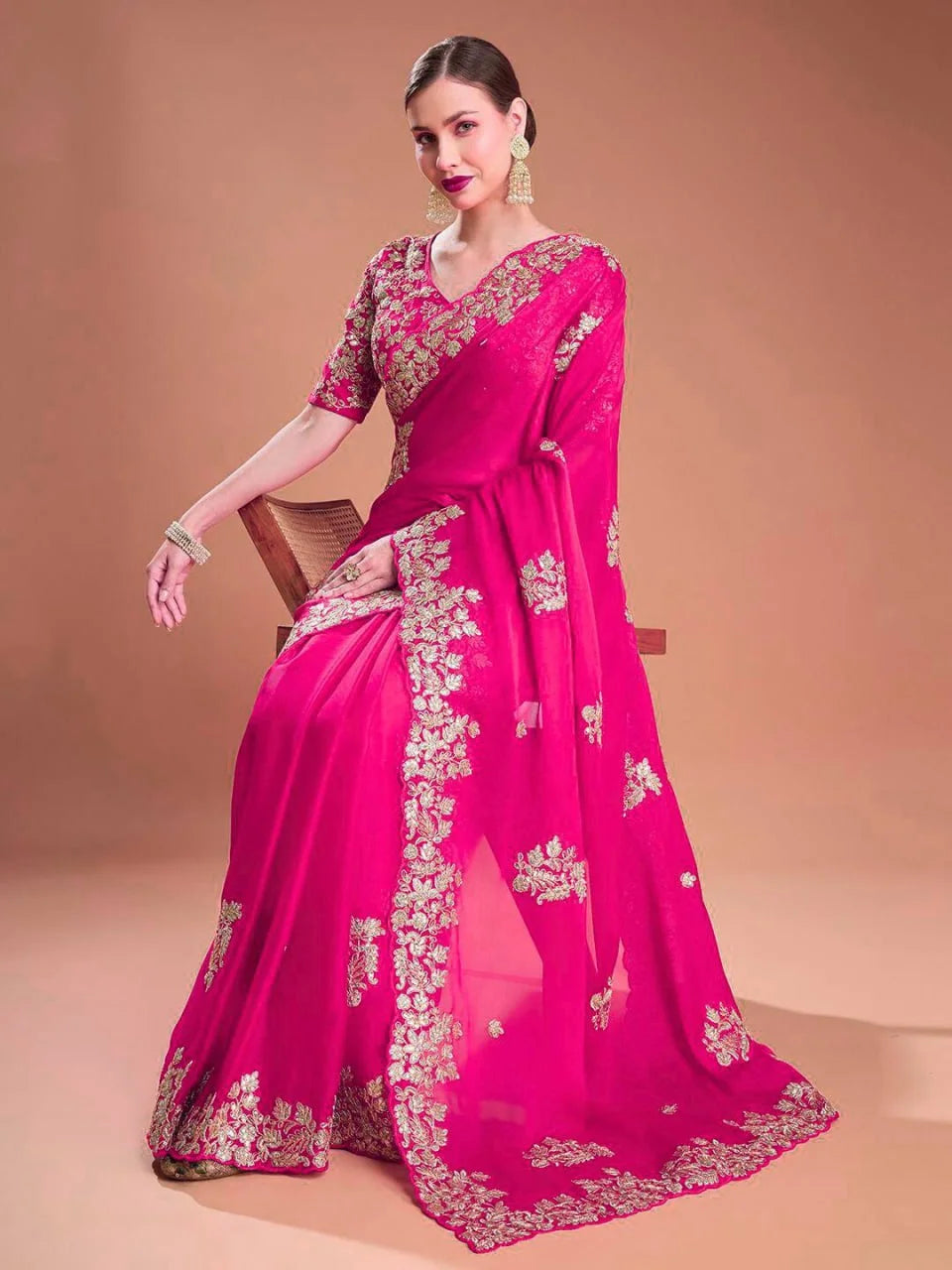 Rangoli Silk Saree with Fancy Jari & Sequence Embroidery