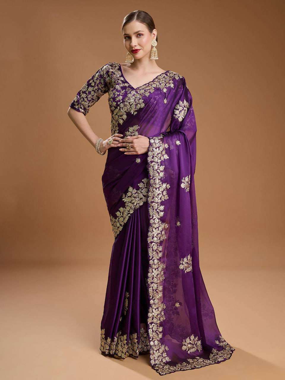 Premium Rangoli Silk Embroidered Saree with Designer Cutwork Border
