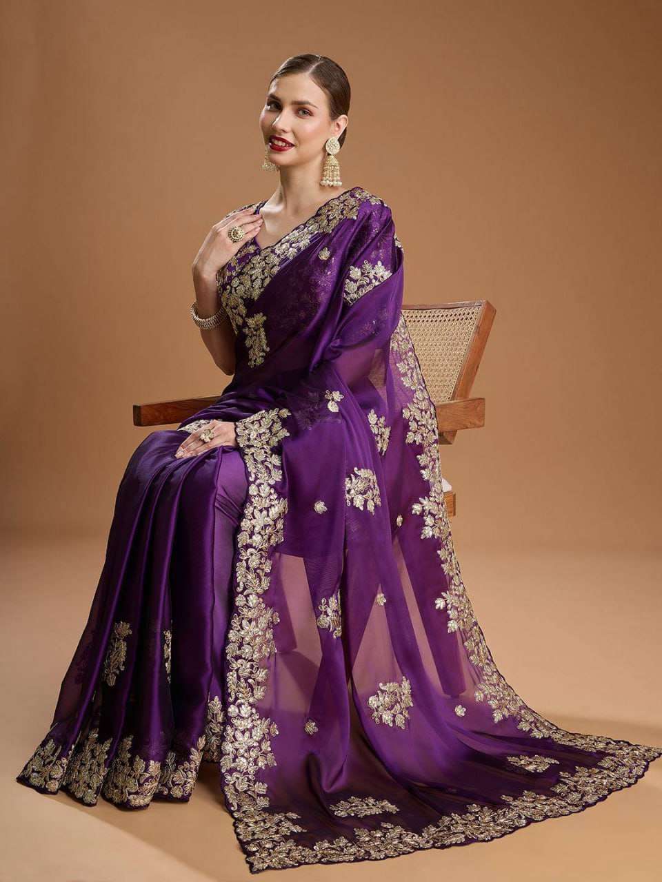 Premium Rangoli Silk Embroidered Saree with Designer Cutwork Border