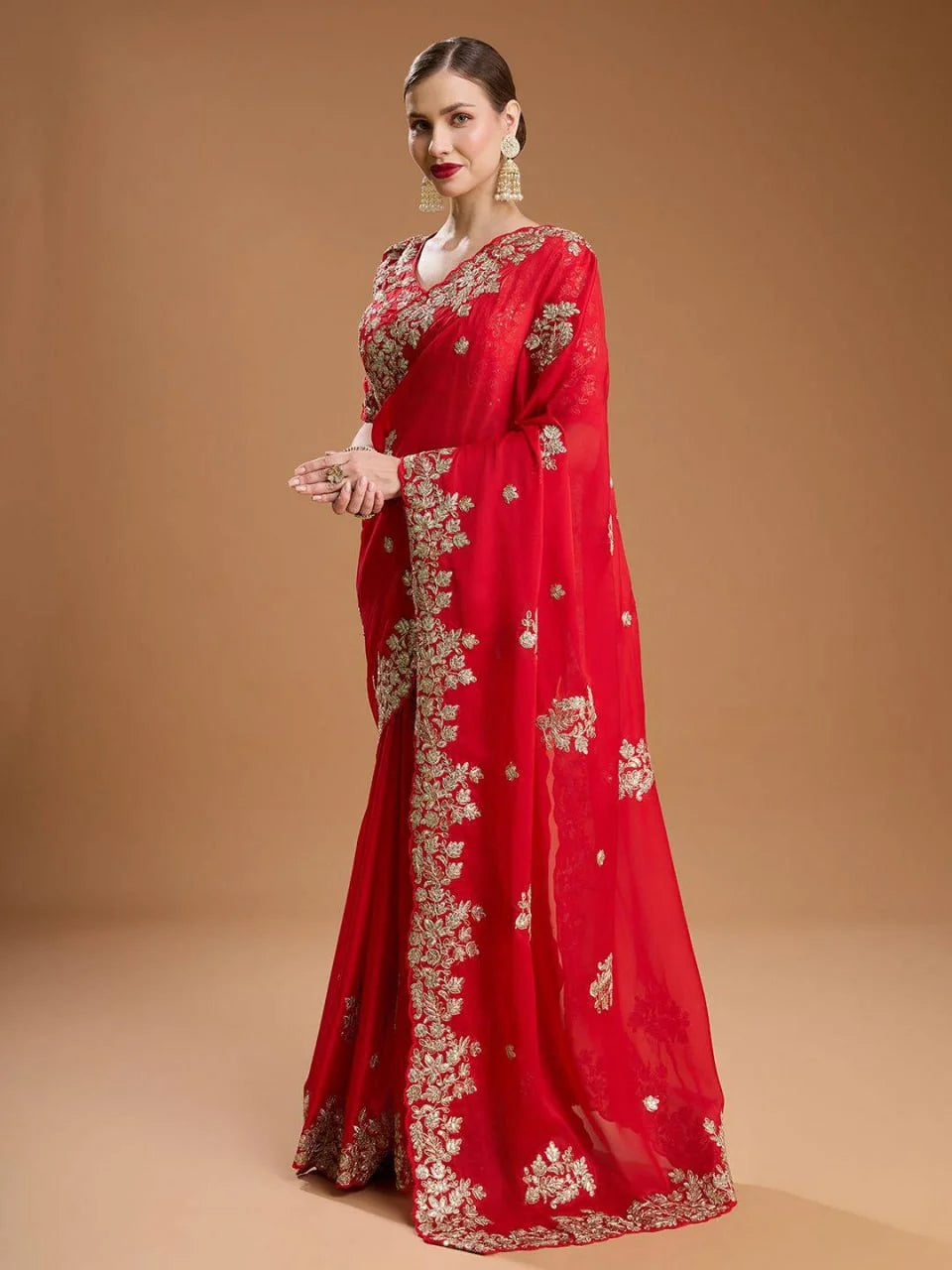 Embroidered Rangoli Silk Saree with Stylish Cutwork Border â€“ Unstitched Blouse