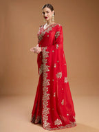 Embroidered Rangoli Silk Saree with Stylish Cutwork Border â€“ Unstitched Blouse