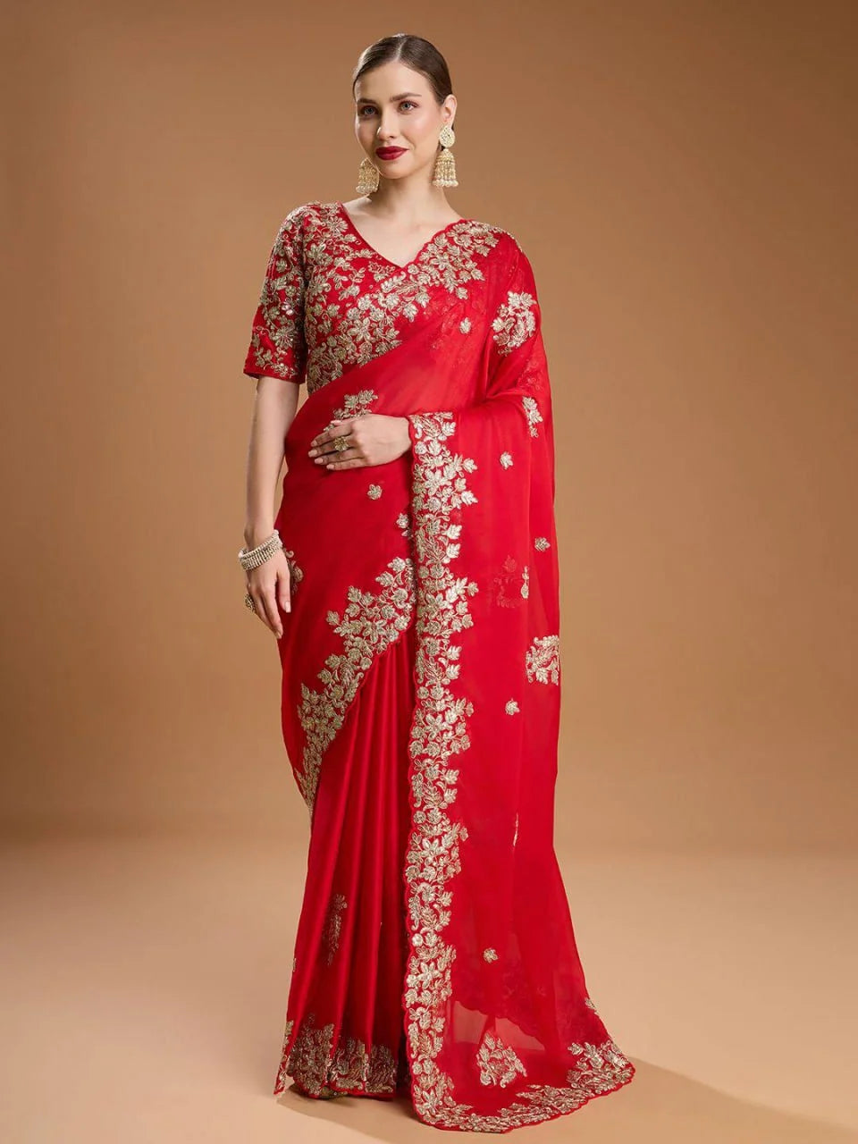 Embroidered Rangoli Silk Saree with Stylish Cutwork Border â€“ Unstitched Blouse