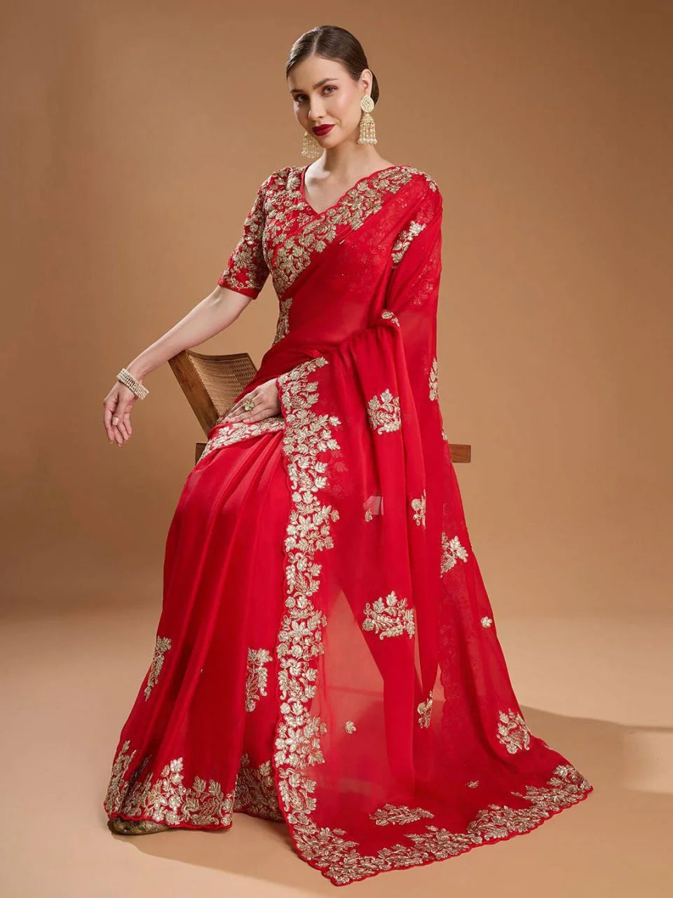Embroidered Rangoli Silk Saree with Stylish Cutwork Border â€“ Unstitched Blouse