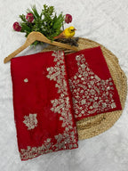Embroidered Rangoli Silk Saree with Stylish Cutwork Border â€“ Unstitched Blouse