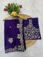 Premium Rangoli Silk Embroidered Saree with Designer Cutwork Border