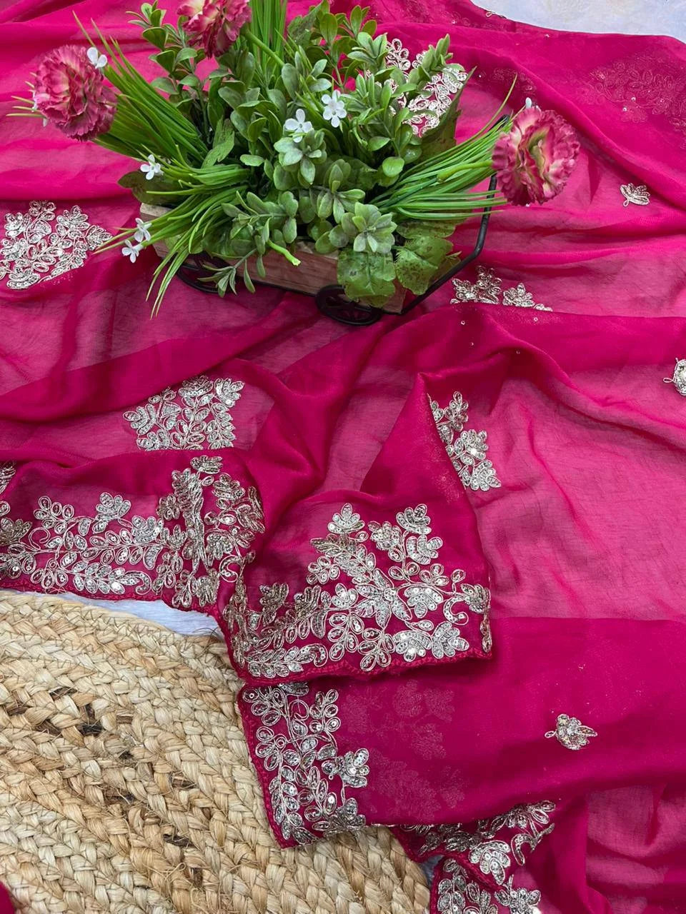 Rangoli Silk Saree with Fancy Jari & Sequence Embroidery