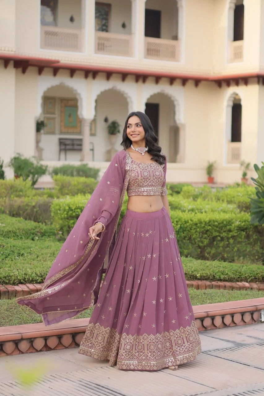 Premium Sequence â€“ Zari Work Lehenga with Unstitched Blouse & Dupatta