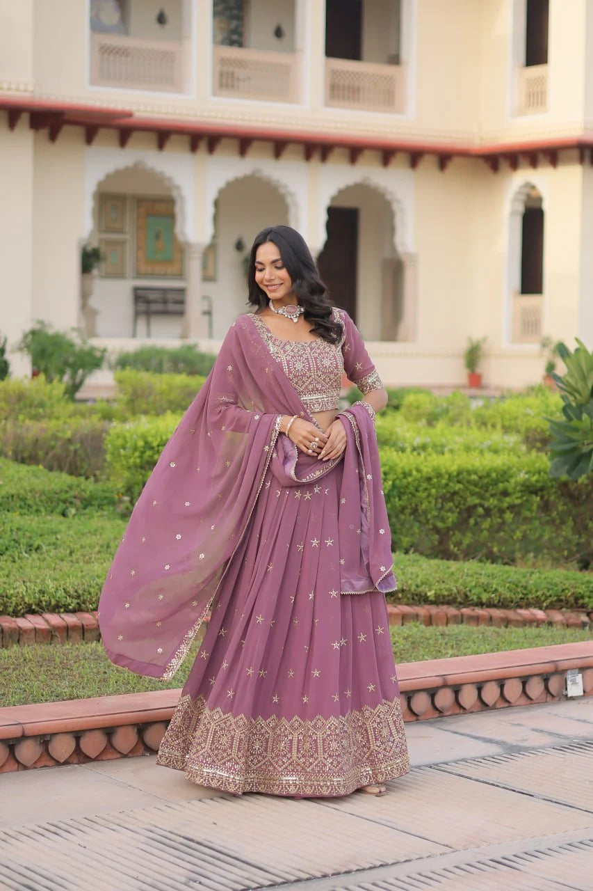 Premium Sequence â€“ Zari Work Lehenga with Unstitched Blouse & Dupatta