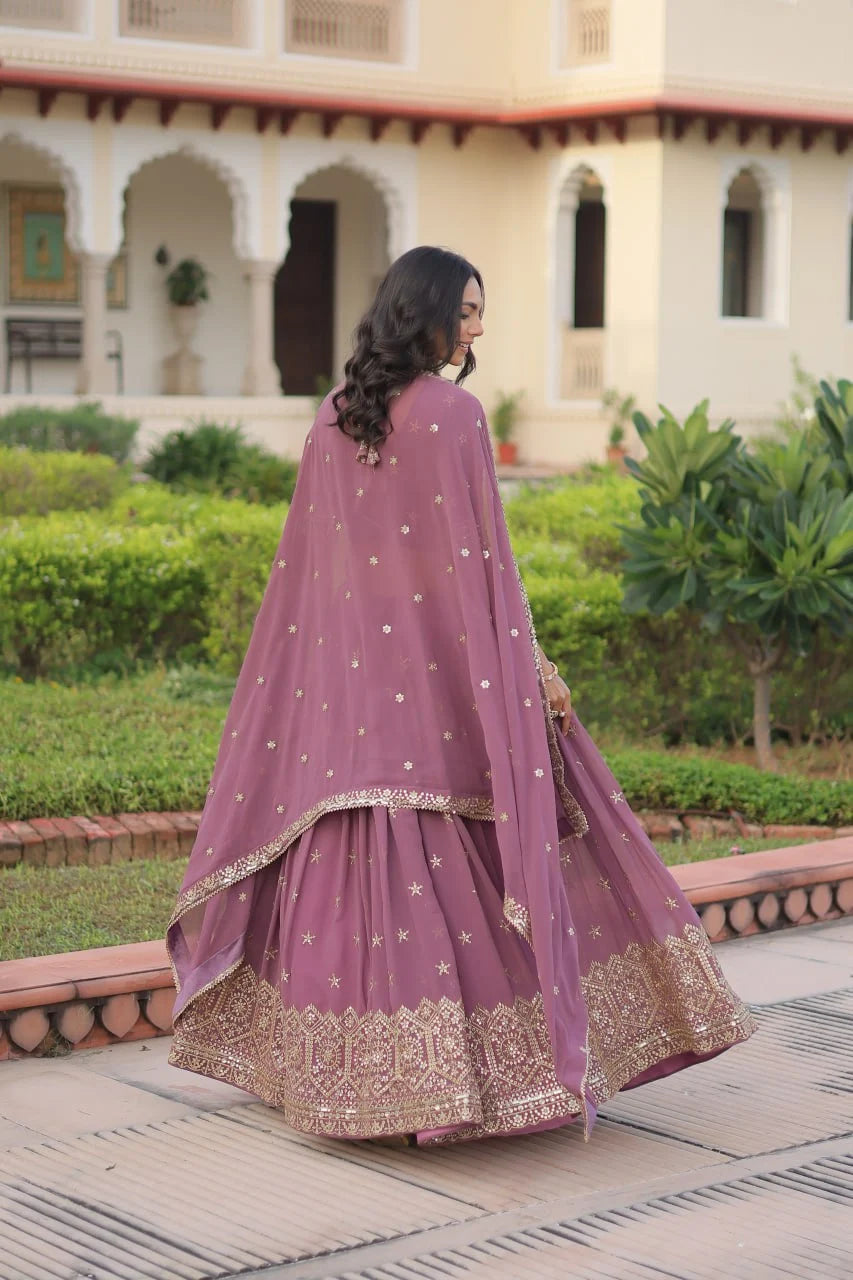 Premium Sequence â€“ Zari Work Lehenga with Unstitched Blouse & Dupatta